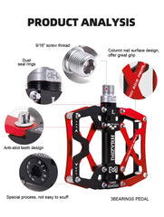 14-Color Waterproof Ultralight  Aluminium Bicycle Pedals with 3 Bearings