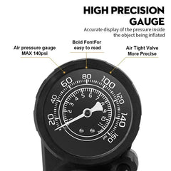 140PSI Mini Bike Foot Pump with Pressure Gauge