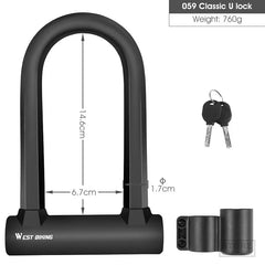 Heavy-Duty Bicycle Lock – U-Lock with 2 Keys for Bikes