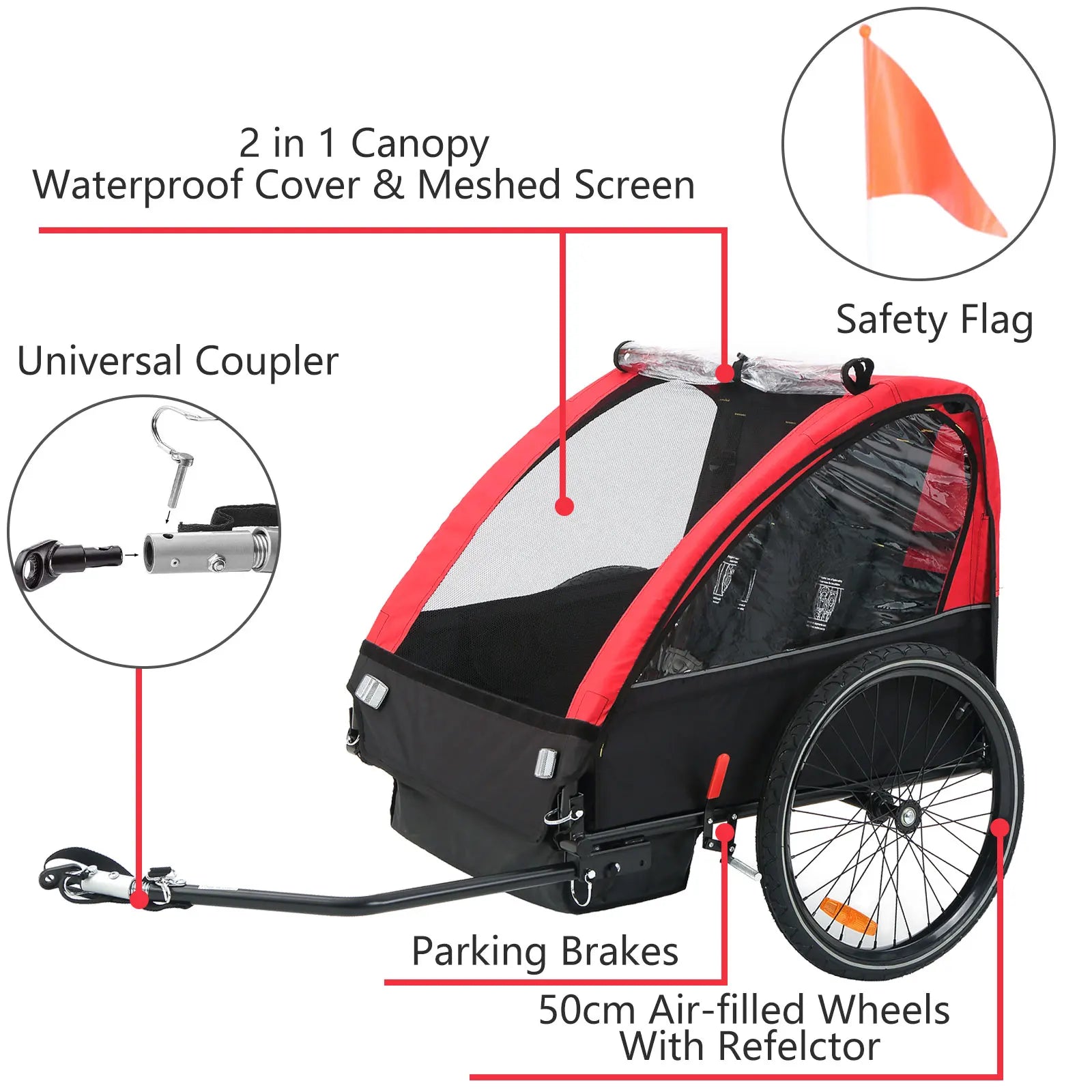 baby carriage for bike Bike Baby Trailer for 1 or 2 Kids, 12+ Months, 5-Point Harness & Storage Bags